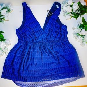 DYNAMITE | Blue Deep V Peplum Top Small